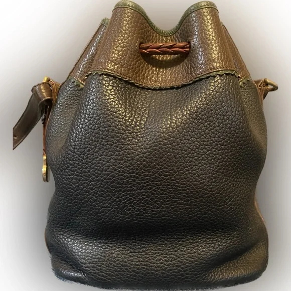 Vintage Dooney & Bourke All Weather Leather Tri-Color Drawstring Bucket Bag - Picture 3 of 14